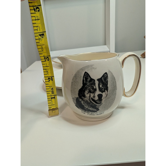 Rare Royal Winton Grimwades Yukon Husky Dog Cake Plate Cream Set Vintage England - Picture 8 of 10